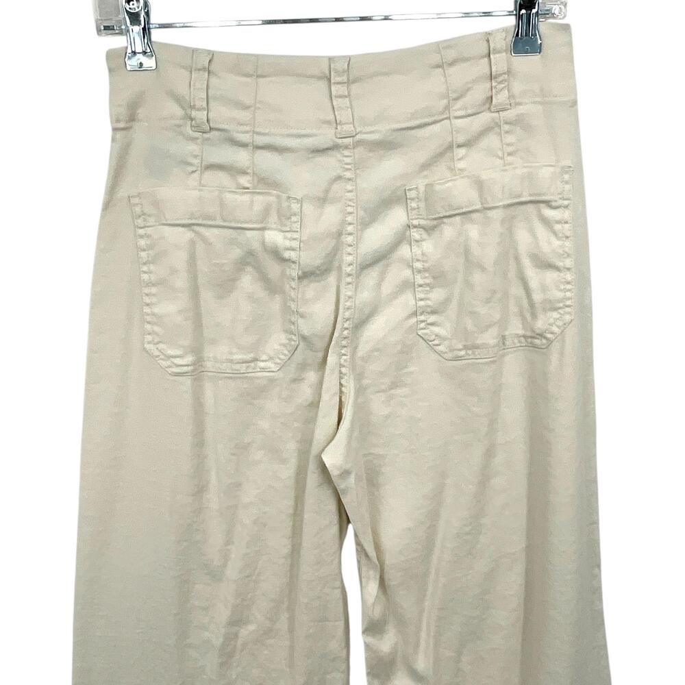 Maeve The Colette Pants Womens 26 White Linen Blend Cropped Wide Leg Twill - Picture 4 of 12